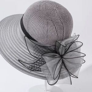 YAYILU NEW light foldable adjustable medium brim light gray fabric flowe…